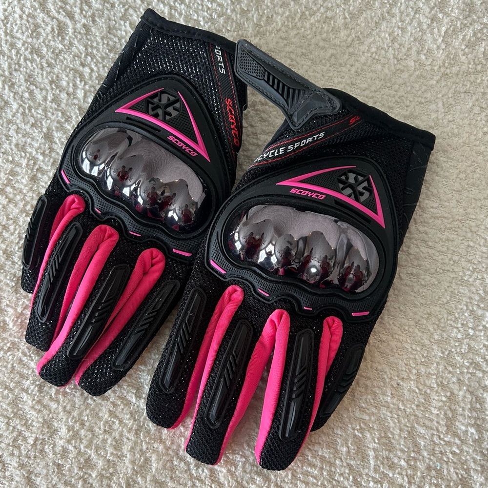 SCOYCO Motorcycle Gloves Women’s Medium Pink Black NEW